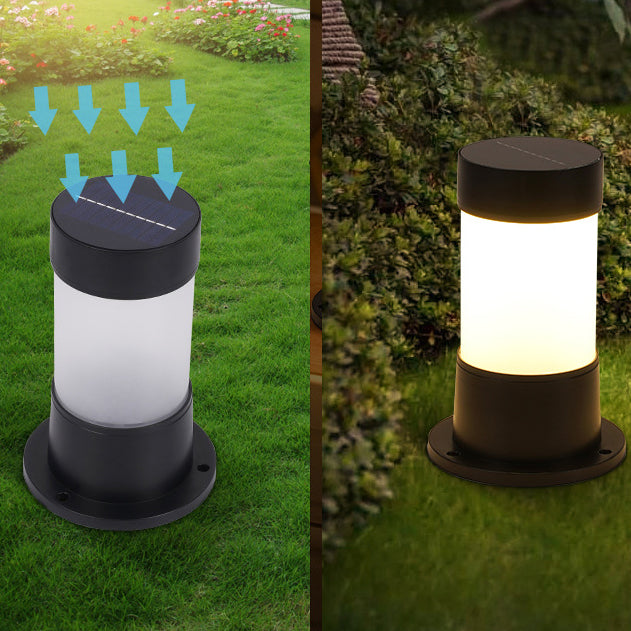 Modern Simplicity Solar Waterproof ABS Glass Cylinder Pattern LED Outdoor Light Landscape Lighting For Garden