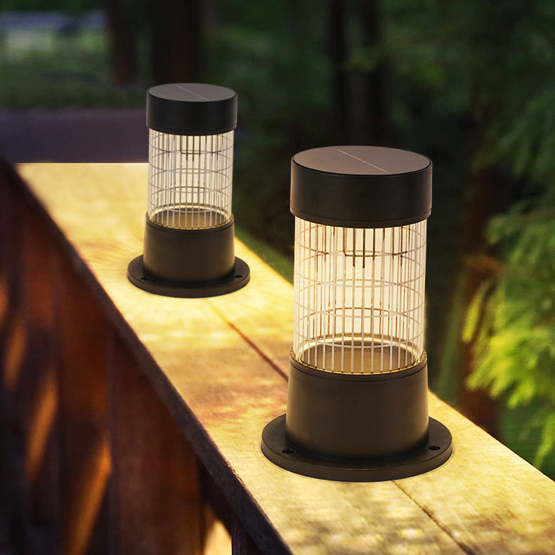 Modern Simplicity Solar Waterproof ABS Glass Cylinder Pattern LED Outdoor Light Landscape Lighting For Garden