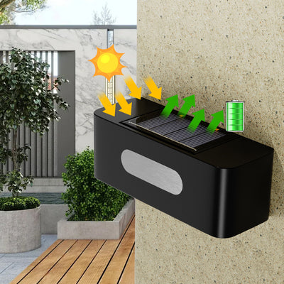 Modern Minimalist Solar Waterproof Stainless Steel PP Rectangular Up And Down Light Control LED Wall Sconce Lamp For Outdoor Patio