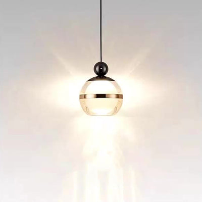 Contemporary Nordic Iron Aluminum Acrylic Glass Ball Liftable LED Pendant Light For Bedside