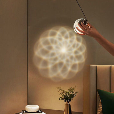 Contemporary Nordic Iron Aluminum Acrylic Glass Ball Liftable LED Pendant Light For Bedside