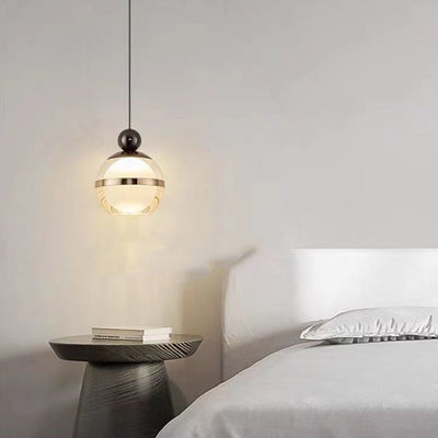 Contemporary Nordic Iron Aluminum Acrylic Glass Ball Liftable LED Pendant Light For Bedside