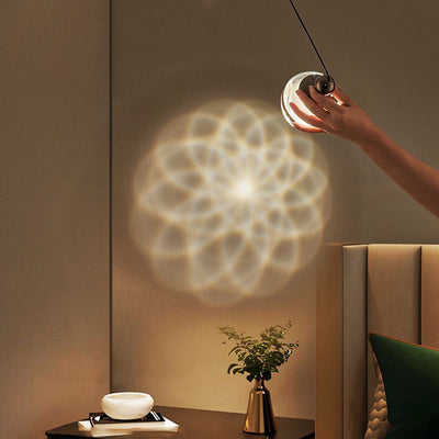 Contemporary Nordic Iron Aluminum Acrylic Glass Ball Liftable LED Pendant Light For Bedside