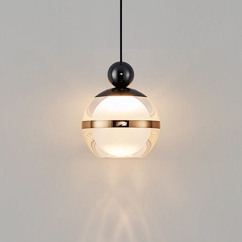 Contemporary Nordic Iron Aluminum Acrylic Glass Ball Liftable LED Pendant Light For Bedside