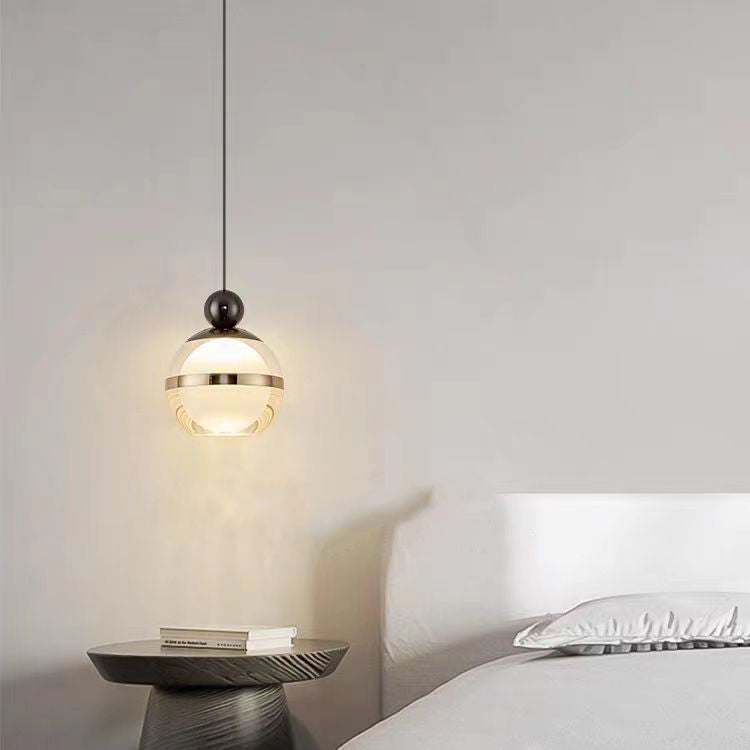 Contemporary Nordic Iron Aluminum Acrylic Glass Ball Liftable LED Pendant Light For Bedside