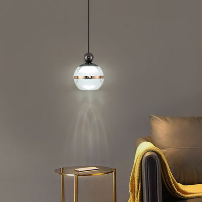 Contemporary Nordic Iron Aluminum Acrylic Glass Ball Liftable LED Pendant Light For Bedside