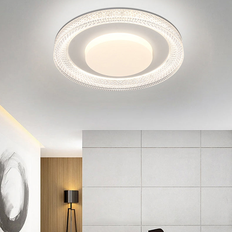 Contemporary Scandinavian Iron Plastic Acrylic Round Lozenge LED Flush Mount Ceiling Light For Bedroom