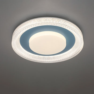 Contemporary Scandinavian Iron Plastic Acrylic Round Lozenge LED Flush Mount Ceiling Light For Bedroom