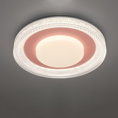 Contemporary Scandinavian Iron Plastic Acrylic Round Lozenge LED Flush Mount Ceiling Light For Bedroom