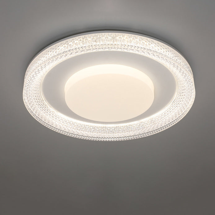 Contemporary Scandinavian Iron Plastic Acrylic Round Lozenge LED Flush Mount Ceiling Light For Bedroom