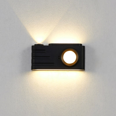 Contemporary Creative Waterproof Aluminum Camera Rectangular LED Wall Sconce Lamp For Outdoor Patio