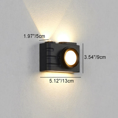 Contemporary Creative Waterproof Aluminum Camera Rectangular LED Wall Sconce Lamp For Outdoor Patio