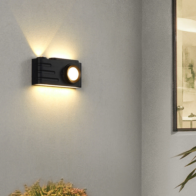 Contemporary Creative Waterproof Aluminum Camera Rectangular LED Wall Sconce Lamp For Outdoor Patio