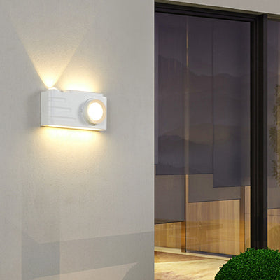 Contemporary Creative Waterproof Aluminum Camera Rectangular LED Wall Sconce Lamp For Outdoor Patio