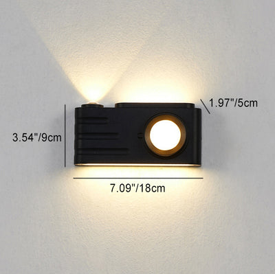 Contemporary Creative Waterproof Aluminum Camera Rectangular LED Wall Sconce Lamp For Outdoor Patio