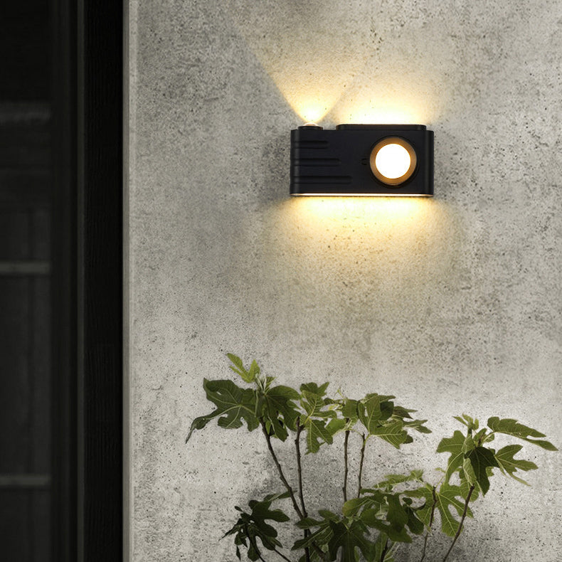 Contemporary Creative Waterproof Aluminum Camera Rectangular LED Wall Sconce Lamp For Outdoor Patio