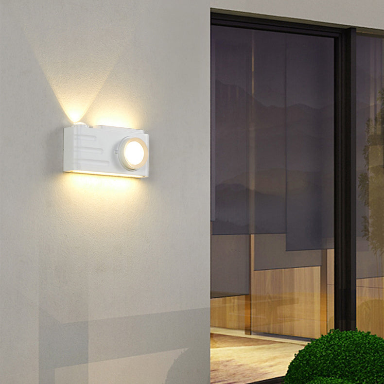 Contemporary Creative Waterproof Aluminum Camera Rectangular LED Wall Sconce Lamp For Outdoor Patio