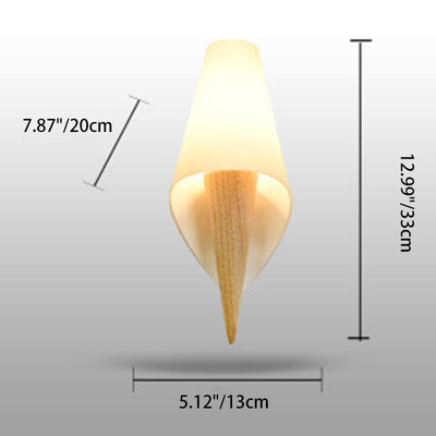 Contemporary Nordic Wood Glass Ice Cream Conic 1-Light Wall Sconce Lamp For Bedside