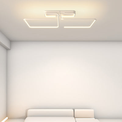 Modern Simplicity Iron Aluminum Silica Rectangular Geometric Line LED Semi-Flush Mount Ceiling Light For Living Room