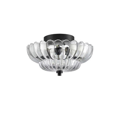 Contemporary Retro Glass Iron Floral Petal 3-Light Semi-Flush Mount Ceiling Light For Hallway