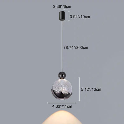 Contemporary Nordic Aluminum Crystal Liftable Ball Eggshell LED Pendant Light For Bedside