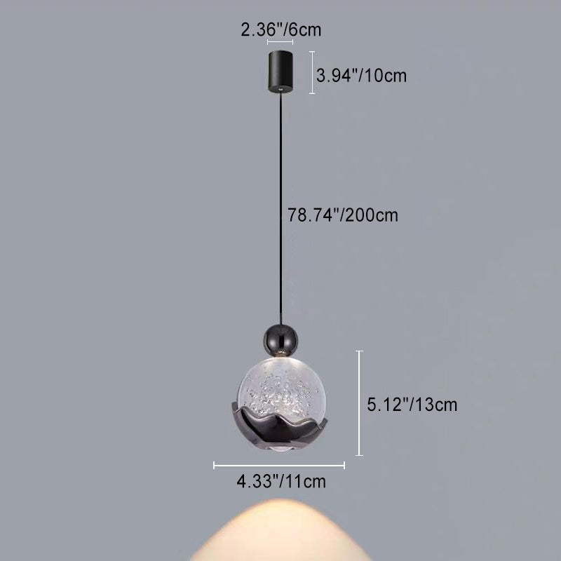 Contemporary Nordic Aluminum Crystal Liftable Ball Eggshell LED Pendant Light For Bedside