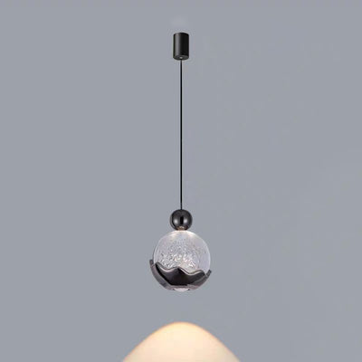 Contemporary Nordic Aluminum Crystal Liftable Ball Eggshell LED Pendant Light For Bedside