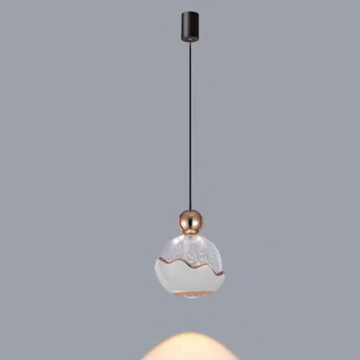 Contemporary Nordic Aluminum Crystal Liftable Ball Eggshell LED Pendant Light For Bedside