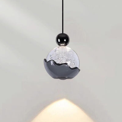 Contemporary Nordic Aluminum Crystal Liftable Ball Eggshell LED Pendant Light For Bedside