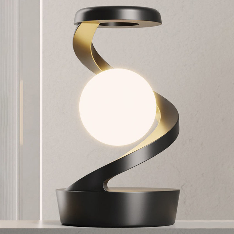 Contemporary Creative Rechargeable ABS Ball Rotating Suspension Wireless Charging LED Table Lamp Night Light For Bedside