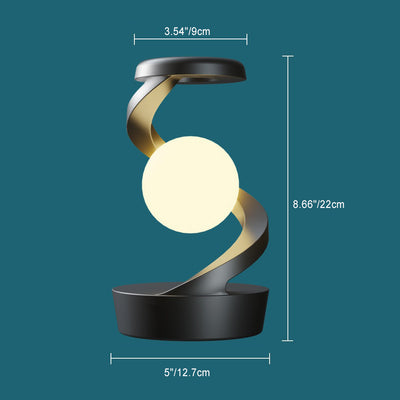 Contemporary Creative Rechargeable ABS Ball Rotating Suspension Wireless Charging LED Table Lamp Night Light For Bedside