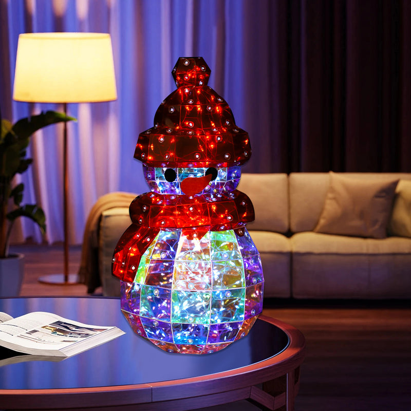 Modern Art Deco PET Laser Snowman Decoration LED Table Lamp For Bedside