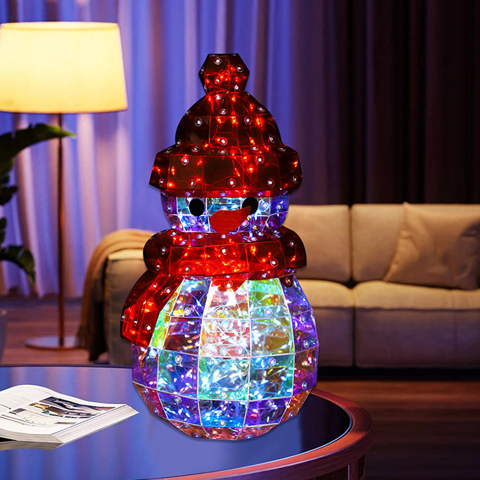 Modern Art Deco PET Laser Snowman Decoration LED Table Lamp For Bedside