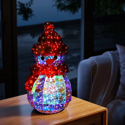 Modern Art Deco PET Laser Snowman Decoration LED Table Lamp For Bedside