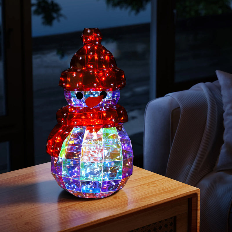 Modern Art Deco PET Laser Snowman Decoration LED Table Lamp For Bedside