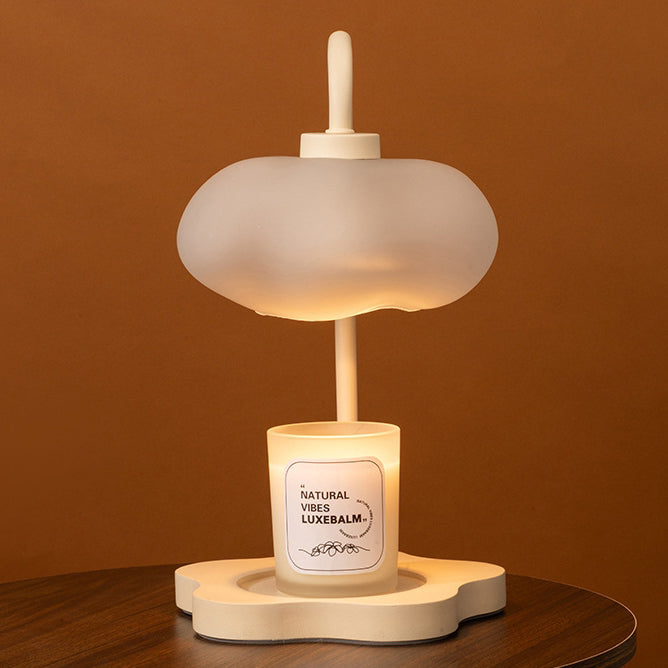 Contemporary Nordic Cloud Glass Metal Rubber Wood 1-Light Melting Wax Table Lamp For Bedroom