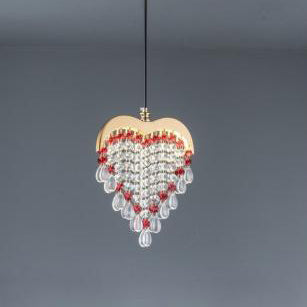 Contemporary Creative Stainless Steel Crystal Loving Heart Bead LED Pendant Light For Bedroom