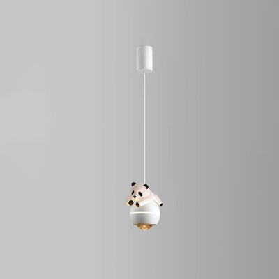 Contemporary Nordic Aluminum Liftable Kids Panda Bear Ball LED Pendant Light For Bedside