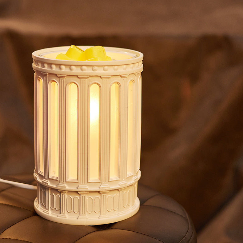 Traditional European Glass Resin Roman Column 1-Light Melting Wax Table Lamp For Bedroom