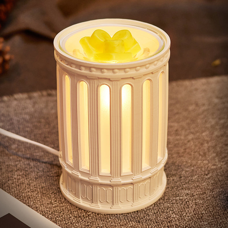 Traditional European Glass Resin Roman Column 1-Light Melting Wax Table Lamp For Bedroom