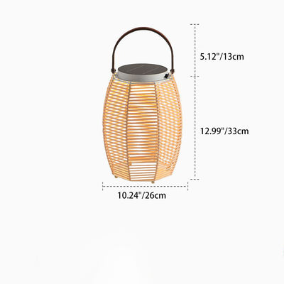 Traditional Farmhouse Solar Rechargeable Waterproof Weaving Imitation Rattan Iron Handheld Lantern Column LED Outdoor Light Landscape Lighting For Garden