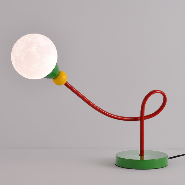 Moderne Art Deco Kinder Eisen PLA Mond Kabelgebundene 1-Licht Tischlampe für das Studium 