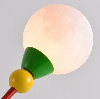 Moderne Art Deco Kinder Eisen PLA Mond Kabelgebundene 1-Licht Tischlampe für das Studium 