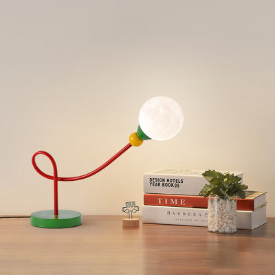 Moderne Art Deco Kinder Eisen PLA Mond Kabelgebundene 1-Licht Tischlampe für das Studium 