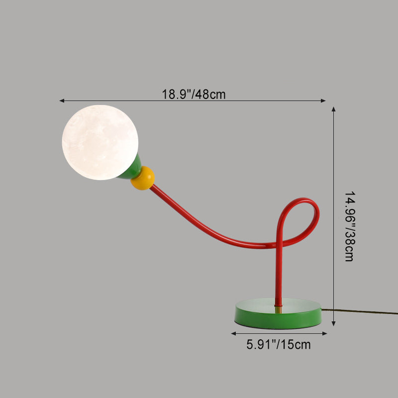 Moderne Art Deco Kinder Eisen PLA Mond Kabelgebundene 1-Licht Tischlampe für das Studium 