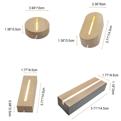 Zeitgenössische kreative wiederaufladbare Massivholz runde rechteckige elliptische LED Tischlampe Nachtlicht für Schlafzimmer 