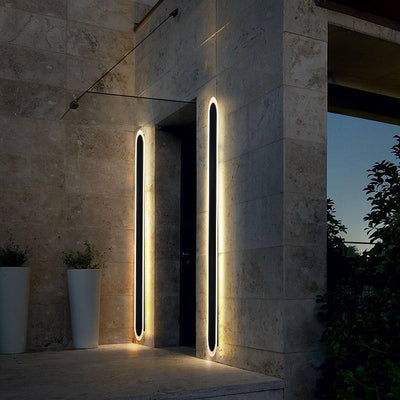 Modern Simplicity Solar Waterproof Aluminum Acrylic Strip Wave LED Wall Sconce Lamp For Outdoor Patio