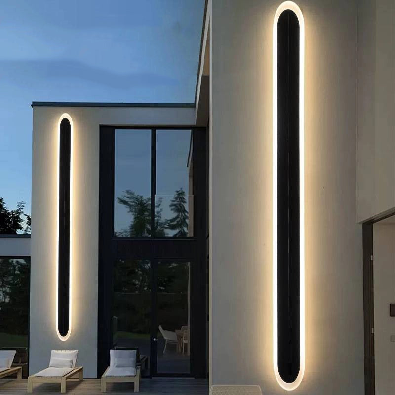 Modern Simplicity Solar Waterproof Aluminum Acrylic Strip Wave LED Wall Sconce Lamp For Outdoor Patio