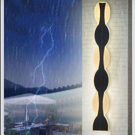 Modern Simplicity Solar Waterproof Aluminum Acrylic Strip Wave LED Wall Sconce Lamp For Outdoor Patio