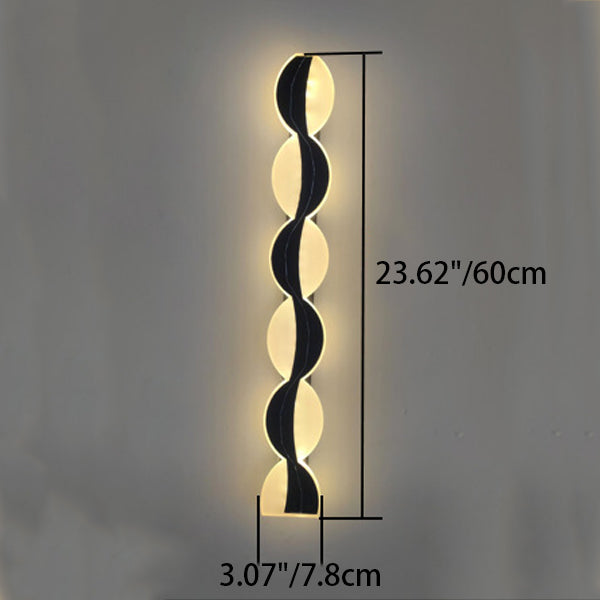 Modern Simplicity Solar Waterproof Aluminum Acrylic Strip Wave LED Wall Sconce Lamp For Outdoor Patio